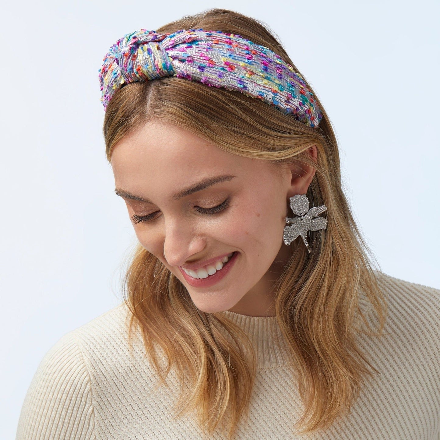 Silver Metallic Confetti Knotted Headband
